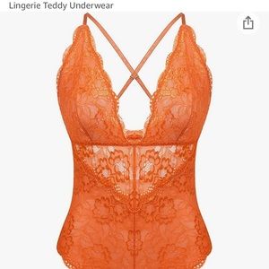 Orange Lace Bodysuit with snaps